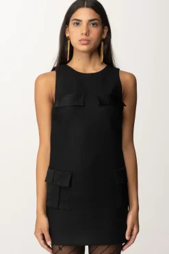 Elisabetta Franchi Mini Abito a Sacchetto con TasconiNERO