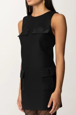 Elisabetta Franchi Mini Abito a Sacchetto con TasconiNERO