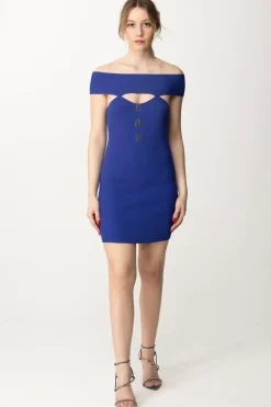 Elisabetta Franchi Mini Abito In Maglia Off-shoulderBLUE INDACO