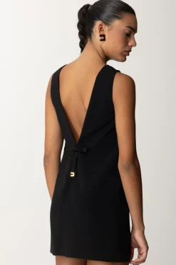 Elisabetta Franchi Mini Abito a Sacchetto con FiocchettoNERO