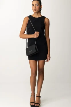 Elisabetta Franchi Mini Abito a Sacchetto con FiocchettoNERO