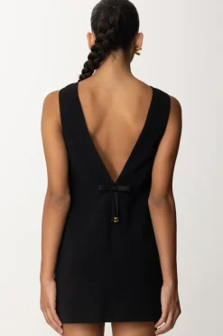 Elisabetta Franchi Mini Abito a Sacchetto con FiocchettoNERO