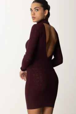 Elisabetta Franchi Mini Abito In Punto Rete con Pattern Logo Rouge NoirROUGE NOIR