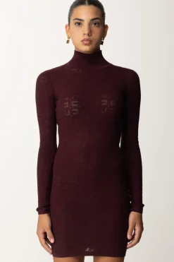 Elisabetta Franchi Mini Abito In Punto Rete con Pattern Logo Rouge NoirROUGE NOIR