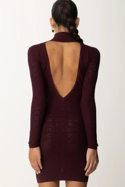 Elisabetta Franchi Mini Abito In Punto Rete con Pattern Logo Rouge NoirROUGE NOIR