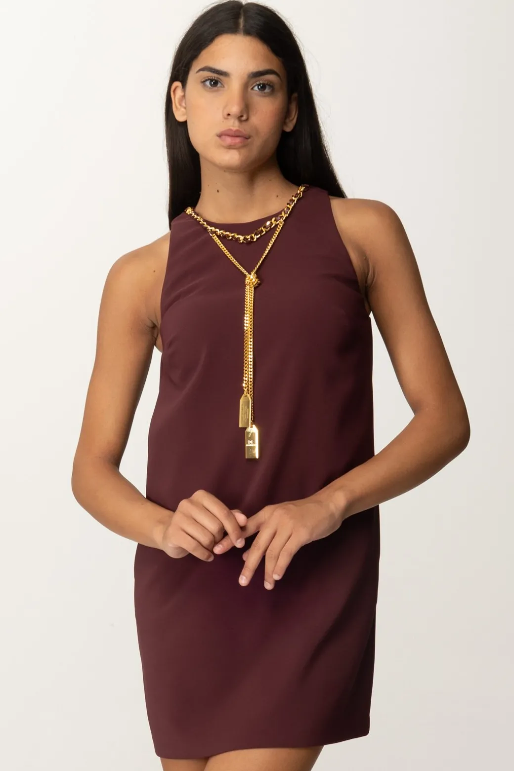 Elisabetta Franchi Mini Abito a Sacchetto con CollanaROUGE NOIR