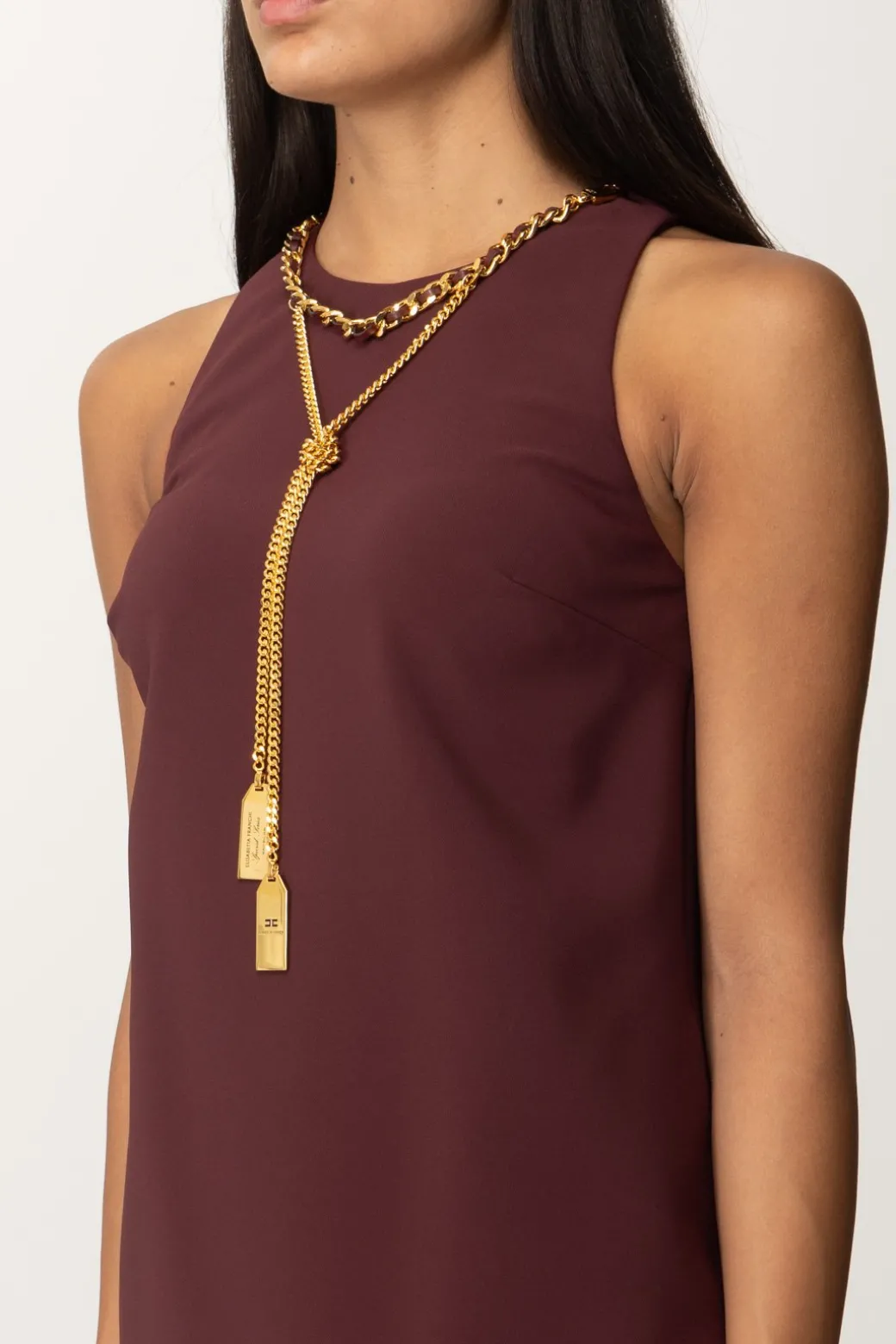 Elisabetta Franchi Mini Abito a Sacchetto con CollanaROUGE NOIR