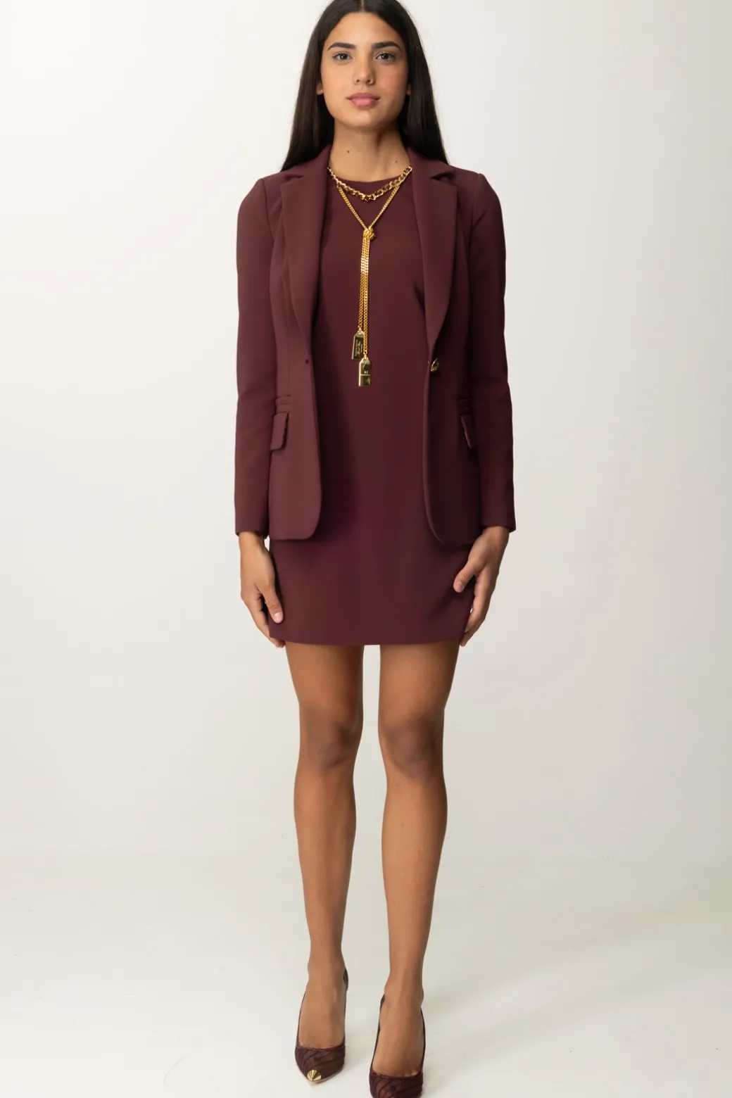 Elisabetta Franchi Mini Abito a Sacchetto con CollanaROUGE NOIR