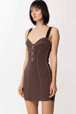 Elisabetta Franchi Mini Abito con Intrecci Ai LatiFONDENTE