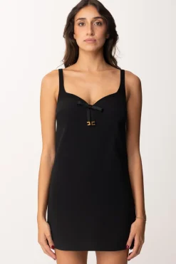 Elisabetta Franchi Mini Abito Scollo Cuore con FiocchettoNERO
