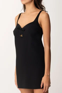 Elisabetta Franchi Mini Abito Scollo Cuore con FiocchettoNERO