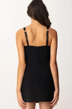 Elisabetta Franchi Mini Abito Scollo Cuore con FiocchettoNERO