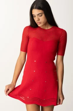 Elisabetta Franchi Miniabito In Viscosa Motivo Chevron con BorchieRED PASSION