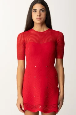 Elisabetta Franchi Miniabito In Viscosa Motivo Chevron con BorchieRED PASSION