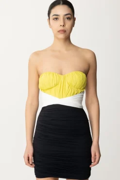 Elisabetta Franchi Miniabito Tricolor DrappeggiatoCEDRO/AVORIO/NERO