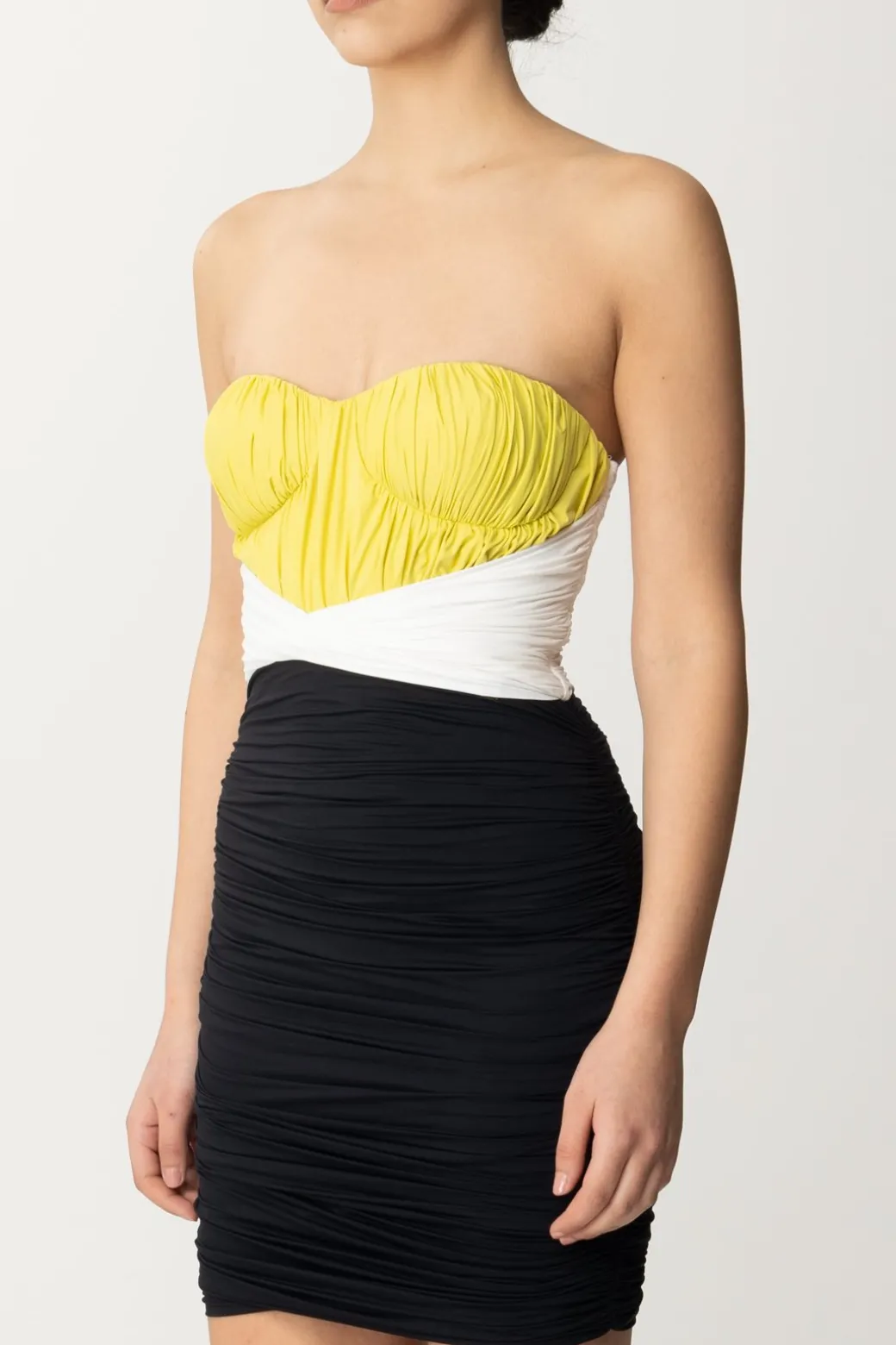 Elisabetta Franchi Miniabito Tricolor DrappeggiatoCEDRO/AVORIO/NERO