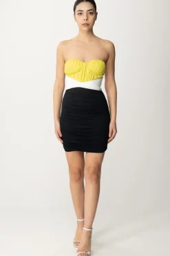 Elisabetta Franchi Miniabito Tricolor DrappeggiatoCEDRO/AVORIO/NERO