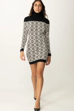 Elisabetta Franchi Miniabito Dolcevita LogatoBURRO/NERO