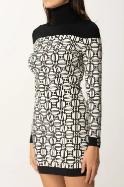 Elisabetta Franchi Miniabito Dolcevita LogatoBURRO/NERO