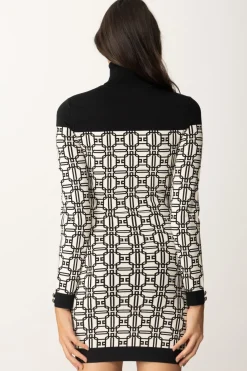 Elisabetta Franchi Miniabito Dolcevita LogatoBURRO/NERO