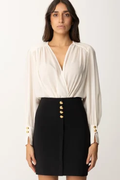 Elisabetta Franchi Miniabito con Blusa In GeorgetteBURRO/NERO