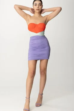 Elisabetta Franchi Miniabito Tricolor DrappeggiatoCORALLO/ACQUA/IRIS