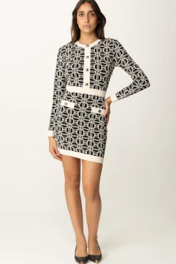 Elisabetta Franchi Miniabito Logato a ContrastoNERO/BURRO