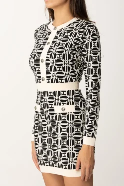 Elisabetta Franchi Miniabito Logato a ContrastoNERO/BURRO