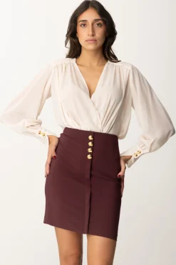 Elisabetta Franchi Miniabito con Blusa In GeorgetteLATTICE/ROUGE NOIR