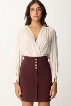 Elisabetta Franchi Miniabito con Blusa In GeorgetteLATTICE/ROUGE NOIR