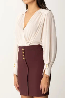 Elisabetta Franchi Miniabito con Blusa In GeorgetteLATTICE/ROUGE NOIR