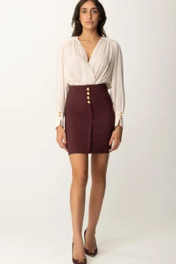 Elisabetta Franchi Miniabito con Blusa In GeorgetteLATTICE/ROUGE NOIR