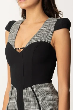 Elisabetta Franchi Miniabito Doll In Principe Di GallesNERO/GALLES