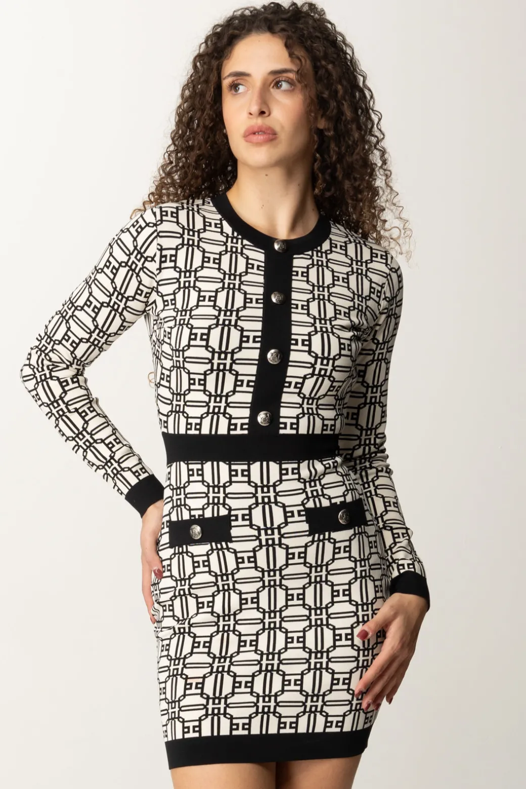 Elisabetta Franchi Miniabito Logato a ContrastoBURRO/NERO