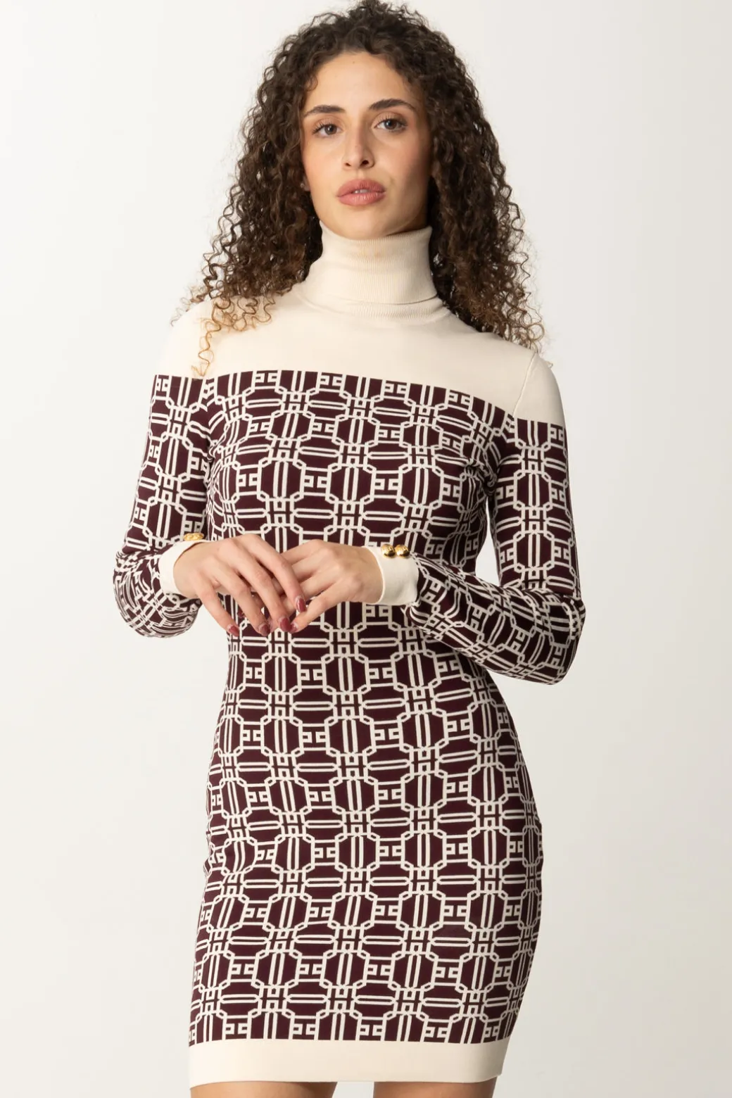 Elisabetta Franchi Miniabito Dolcevita LogatoROUGE NOIR/BURRO