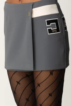 Elisabetta Franchi Minigonna a Portafoglio con Ricamo LogoSTEEL/BURRO