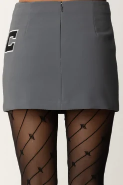 Elisabetta Franchi Minigonna a Portafoglio con Ricamo LogoSTEEL/BURRO