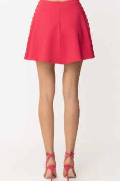 Elisabetta Franchi Minigonna Svasata con Criss-crossFUXIA