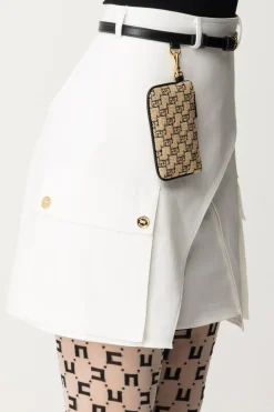 Elisabetta Franchi Minigonna con Tasconi e CinturaAVORIO