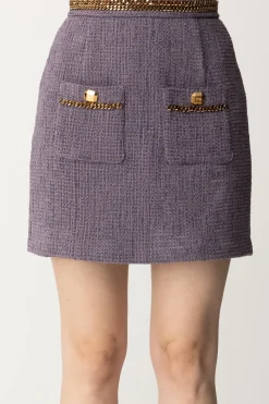 Elisabetta Franchi Minigonna In Tweed con CatenaCANDY VIOLET