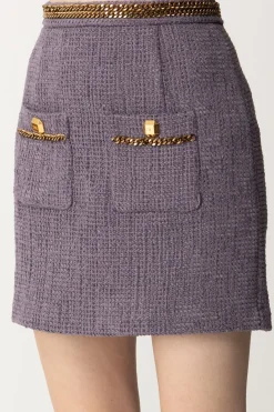 Elisabetta Franchi Minigonna In Tweed con CatenaCANDY VIOLET