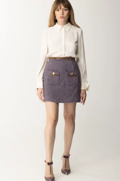 Elisabetta Franchi Minigonna In Tweed con CatenaCANDY VIOLET