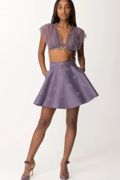 Elisabetta Franchi Minigonna a Ruota In RasoCANDY VIOLET