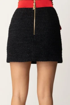 Elisabetta Franchi Minigonna In Tweed con TascheNERO/RED PASSION