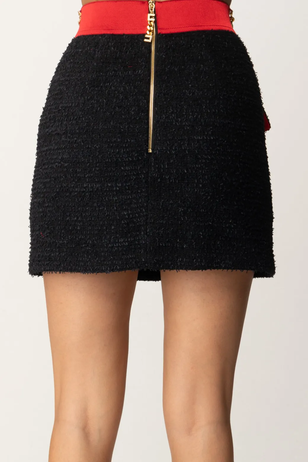 Elisabetta Franchi Minigonna In Tweed con TascheNERO/RED PASSION