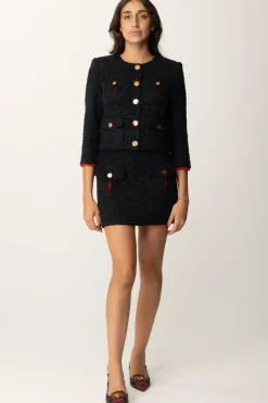 Elisabetta Franchi Minigonna In Tweed con TascheNERO/RED PASSION