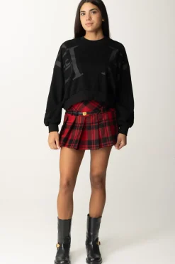 Elisabetta Franchi Minigonna a Pieghe Tartan con CinturaRED PASSION/NERO