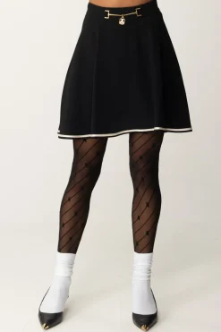 Elisabetta Franchi Minigonna a Ruota In Crêpe FluidoNERO/BURRO