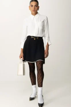 Elisabetta Franchi Minigonna a Ruota In Crêpe FluidoNERO/BURRO