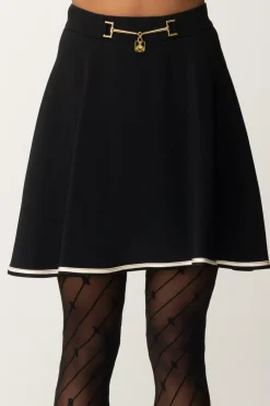 Elisabetta Franchi Minigonna a Ruota In Crêpe FluidoNERO/BURRO